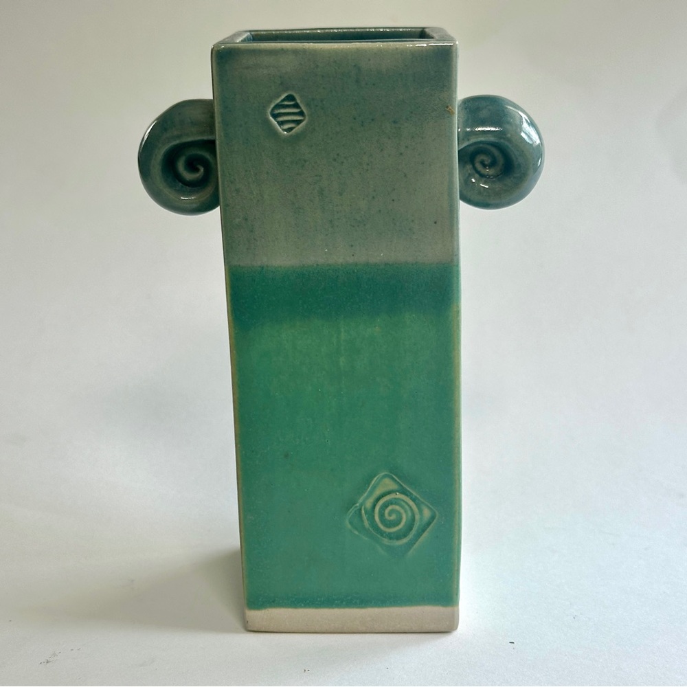 Ceramic Wall Vase | VTG Pat Seaborn Studio Slab Pottery with Spiral Details